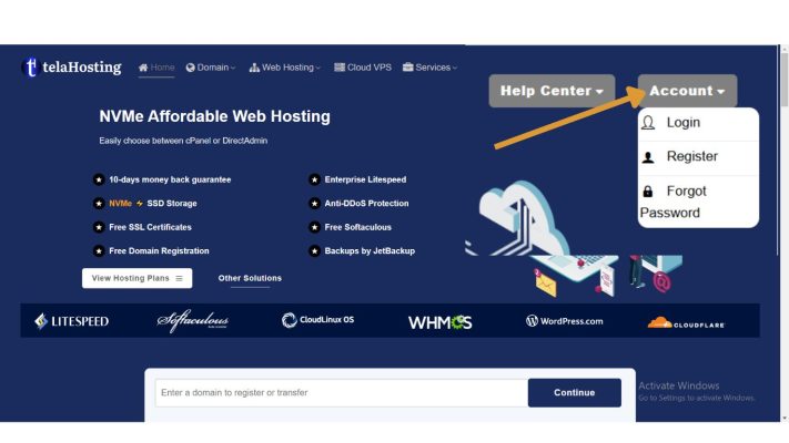 telaHosting homepage