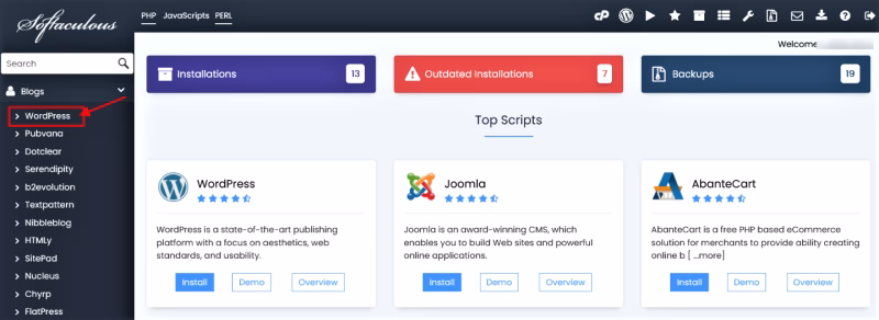 How to Install WordPress via Softaculous